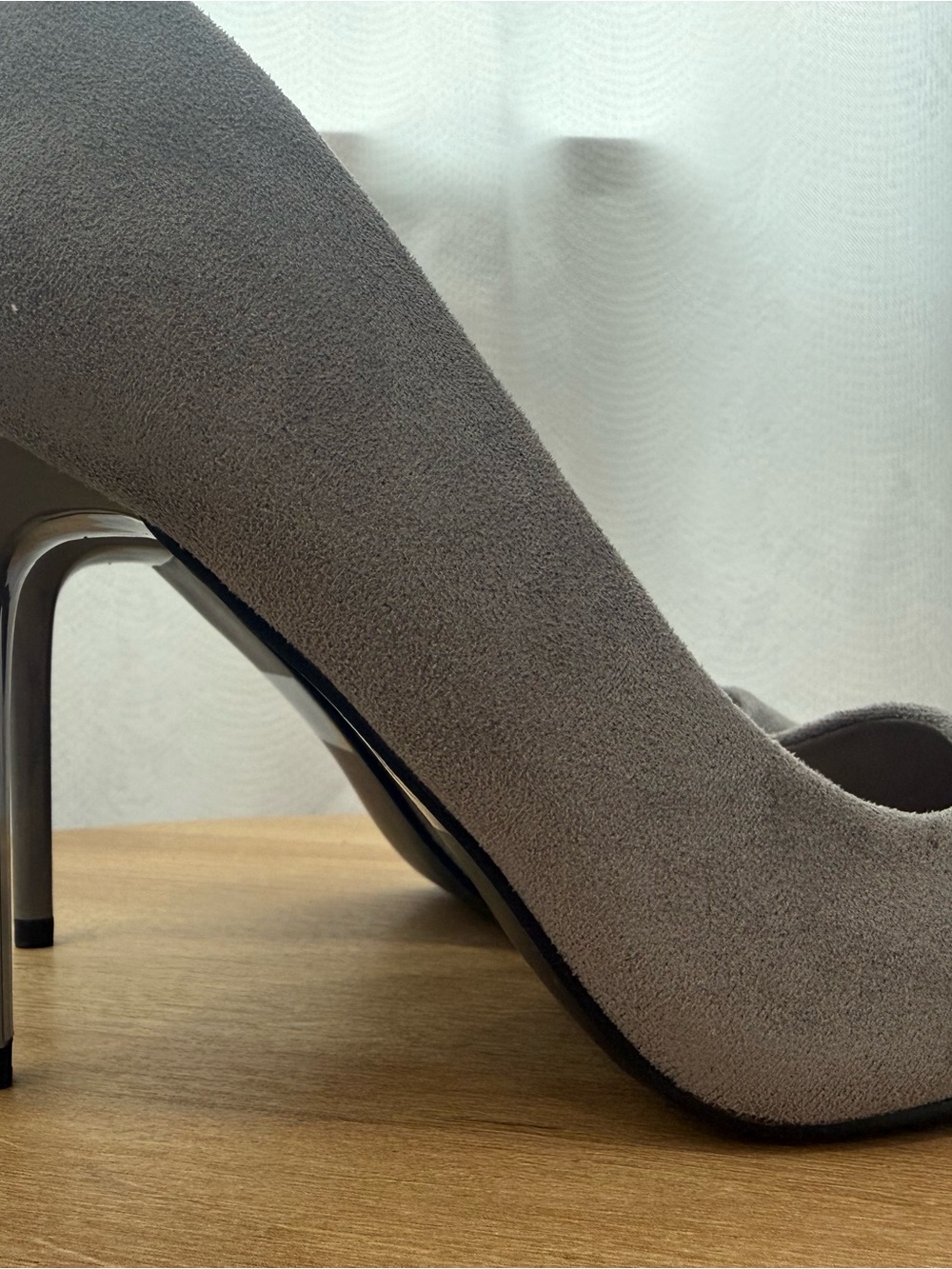 Gray Suede Pointed-Toe Stiletto Pump